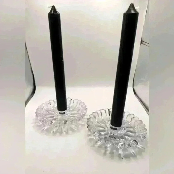 Hazel Atlas Daisy Candlestick holders - Picture 1 of 4